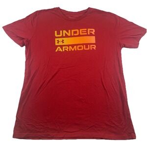 Under Armour Men's Adult 2XL Tee Shirt T Red Loose Heatgear Big Logo Athletic